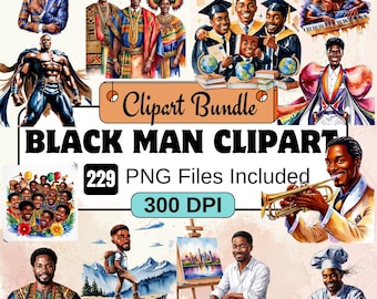 Black Men clipart, Black People Clipart PNG Bundle,249 PNG  Black Man Bundle, Instant Digital Download, Commercial Use