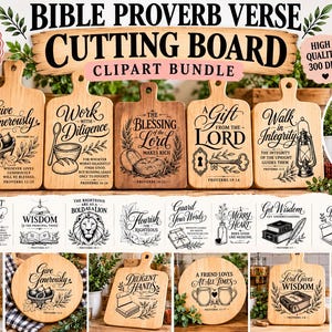Schneidebrett-Bundle mit 211 Bibelversen aus den Sprüchen Salomos (PNG), christliche Küchen-Cliparts im SVG-Stil, Sublimationsdesign mit Bibelzitaten, Küche mit christlichem Bezug