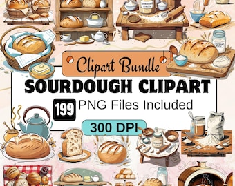 199Surdegsklipp, surdegsbröd Clipart PNG-paket, surdegslimpa, akvarell surdegsbröd, bakning clipart, bröd clipart png-set, bageri png