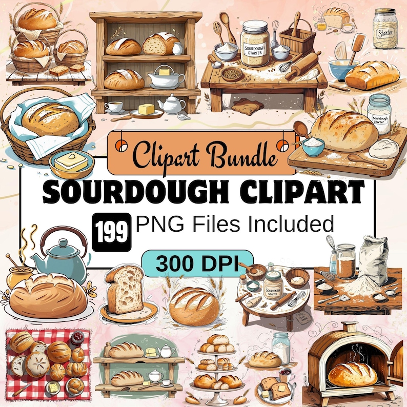 Sourdough Clipart, Sourdough Bread Clipart,watercolor sourdough,  Bread Clipart PNG, Sourdough SVG, Baking Clipart, Artisan Bread Clipart, Bread Loaf Clipart,bread clipart,