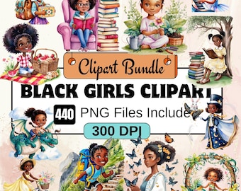 Black Girl clipart, Black Family Clipart PNG Bundle,440 PNG  Black Girls Bundle, Instant Digital Download, Commercial Use
