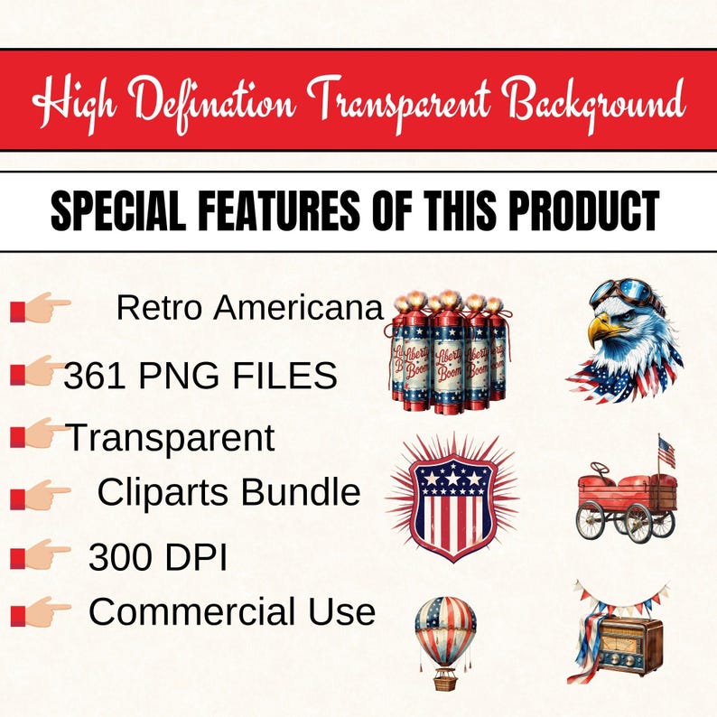 Retro Americana, Vintage USA Clipart, Patriotic Clipart, 4th of July Graphics, Americana Art, Retro Fourth of July, American Flag Clipart, Vintage Patriotic Decor,