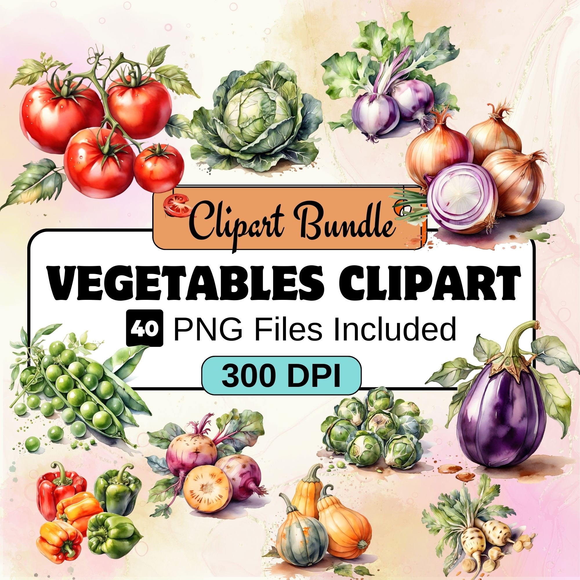 Vegetables clipart, Kitchen Clipart PNG Bundle, 24 PNG Vegetables clipart Bundle, Instant Digital Download, Commercial Use