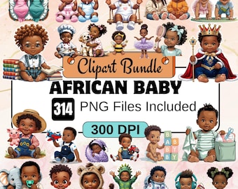 314 African American Baby Clipart Bundle,Black baby png,African American Clipart,African Baby PNG Bundle,Baby Afro,brown baby png,black baby