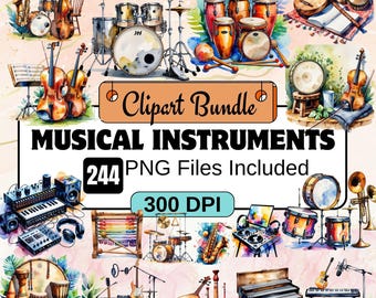 244 muziekinstrumenten clipart, muziek png-bundel, muziekafbeeldingen, bandinstrumenten clipart, instrumenten illustraties, gitaar, viool, piano drum