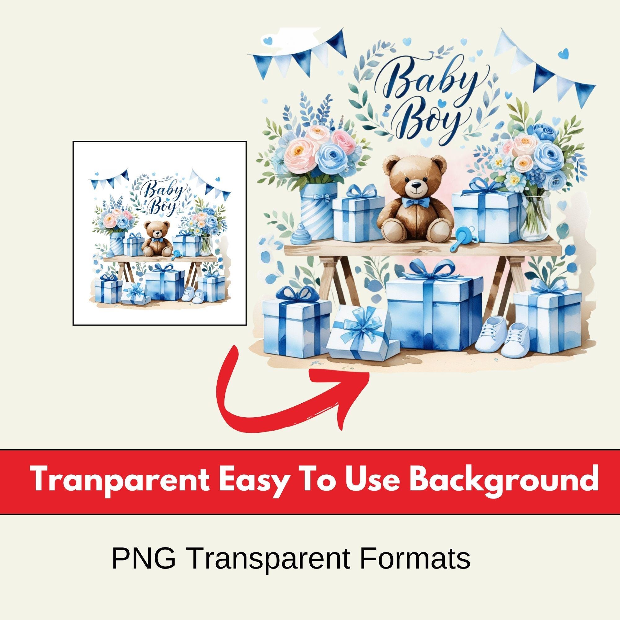 340 Blue Baby Shower Clipart, Boy Baby Shower Clipart PNG Bundle ...