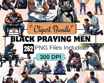 Black praying man Clipart,Black Man PNG Clipart bundle,praying black man,afro man clipart,man praying png bundle,black praying faith png