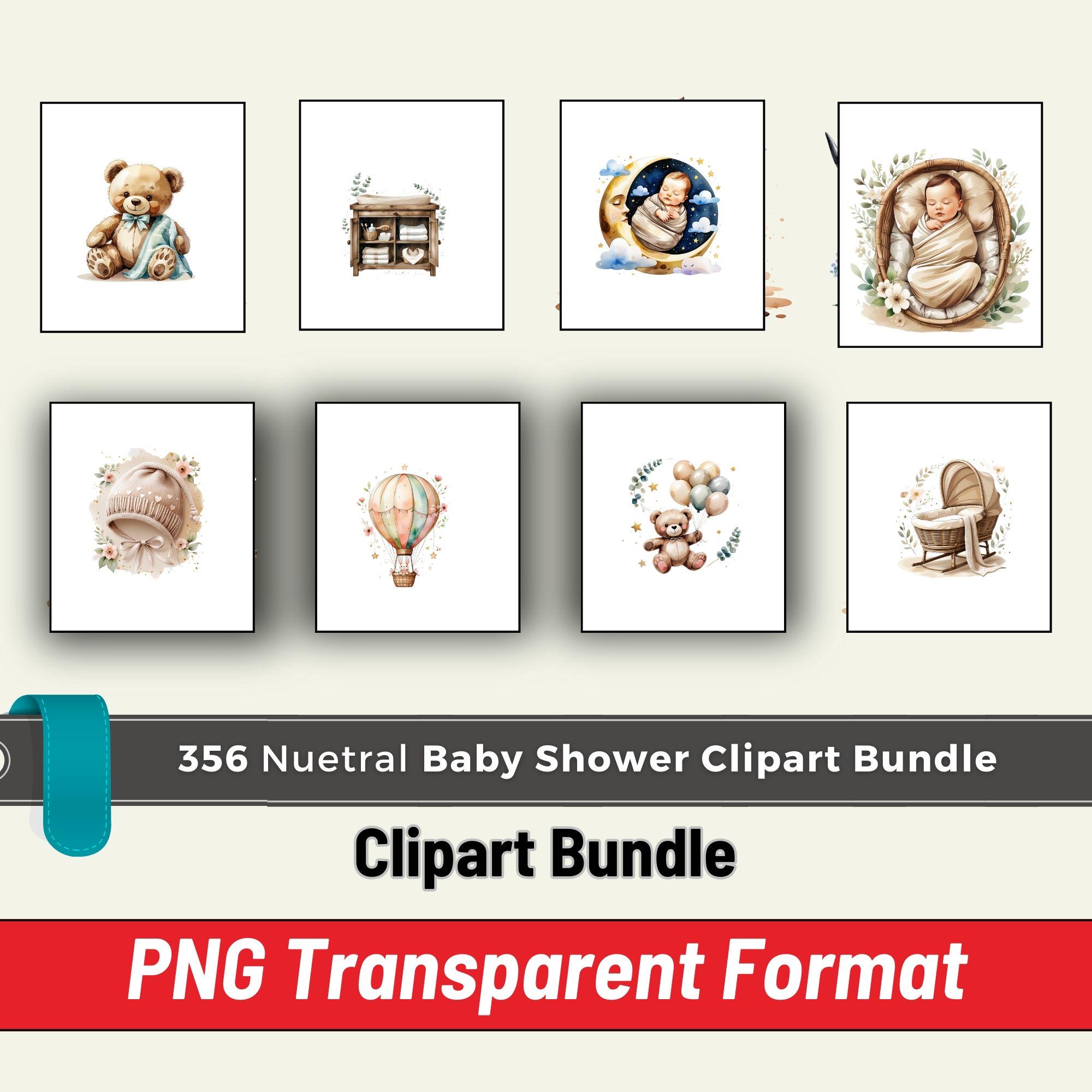 Neutral Baby Shower Clipart,boho Baby Shower Clipart PNG Bundle,baby ...