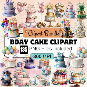 Geburtstagskuchen Clipart, Kuchen PNG, Geburtstagskuchen Clipart kostenlos, Geburtstagsdessert Clipart, Pastellkuchen, Feier Kuchen PNG Bündel, Kuchen Blumen