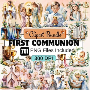 701 Erstkommunion Clipart-Bundle, Heilige Kommunion PNG, betende Jungen und Mädchen, Erstkommunion Png, ChristianityClipart, Kommunion zum Ausdrucken