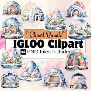 Igloo Clipart, Vacation Clipart PNG Bundle, 24 PNG  Igloo Clipart Bundle, Instant Digital Download, Commercial Use