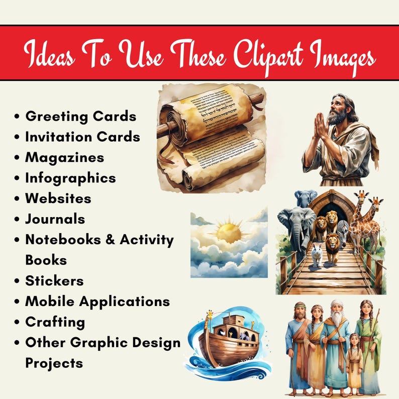 Noah’s Ark clipart, Noah’s Ark PNG, Bible story clipart, Christian clipart, religious clipart, Noah’s Ark animals, ark illustration, biblical flood clipart, Sunday school clipart, two-by-two animals clipart, Bible,