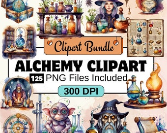 Alchemie Clipart, Fantasy Clipart PNG Bundle, 125 PNG Alchemie Clipart Bundle, sofortiger digitaler Download, kommerzielle Nutzung
