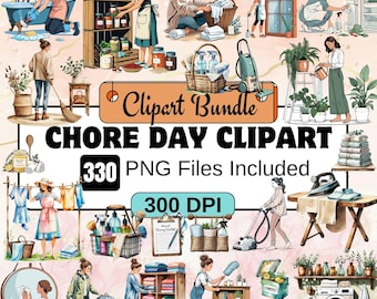 330 Girl Doing Household chores Clipart,Chores Day Clipart PNG Bundle,Home Cleaning,House Chore,Home Organization Art,Family Life,Cleaning