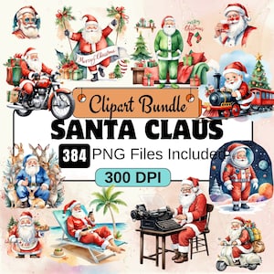 Clipart de Papai Noel, pacote de clipart de Natal PNG, 384 pacote de clipart de Papai Noel PNG, download digital instantâneo, uso comercial