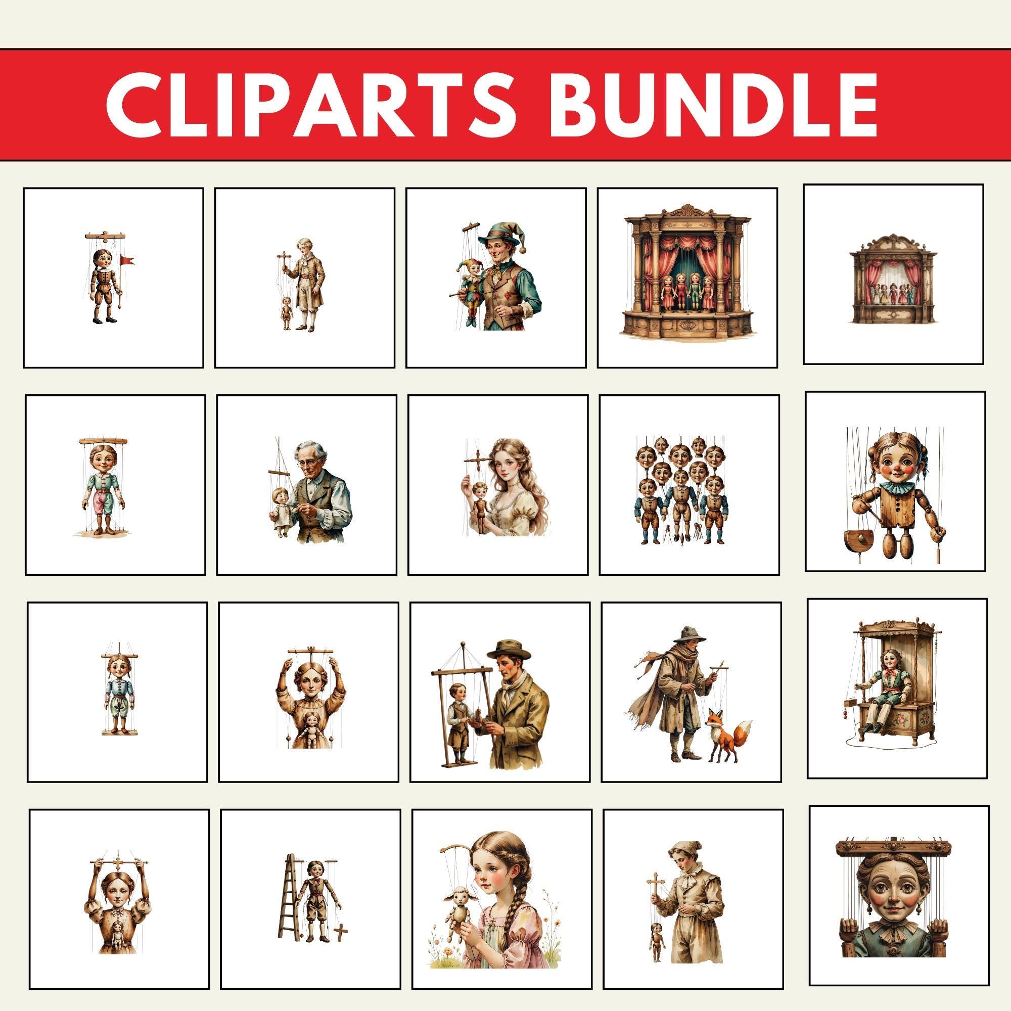 Marionette Doll Clipart Bundle,string Puppet Png,wooden Puppet Graphics ...