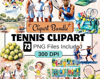 Tennis  Clipart, Sports Clipart PNG Bundle, 73 PNG  Tennis  Clipart Bundle, Instant Digital Download, Commercial Use