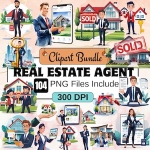 104 Clipart d'agent immobilier, clipart PNG immobilier, agent immobilier Clip Art, agent immobilier maison PNG achat et vente d'art numérique, agent immobilier