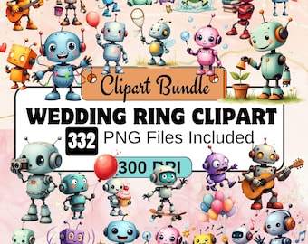 Słodkie Roboty Clipart, Zestaw Robot PNG, Ilustracja Robota z Kreskówek, Clipart o Tematyce STEM, Zestaw Robot PNG, PNG o Tematyce Technologicznej, Cyfrowa Postać Robota