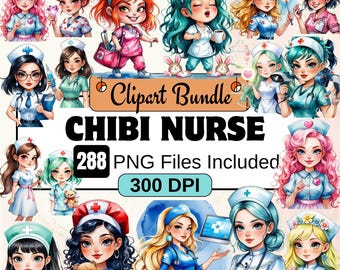 Paquete de imágenes prediseñadas de enfermera chibi, paquete de imágenes prediseñadas médicas PNG, paquete de imágenes prediseñadas de enfermera de dibujos animados lindo, paquete de imágenes prediseñadas de enfermera chibi png, paquete de sublimación de enfermeras, paquete de enfermera médica png