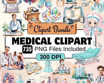Medical Clipart, Doctor Clipart PNG Bundle, 735 PNG  Medical Clipart Bundle, Instant Digital Download, Commercial Use