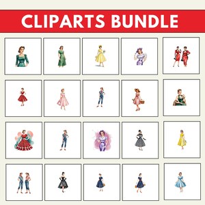 retro housewife, retro woman, victorian lady, sassy retro women, Retro women digital downloads, Vintage women clipart,