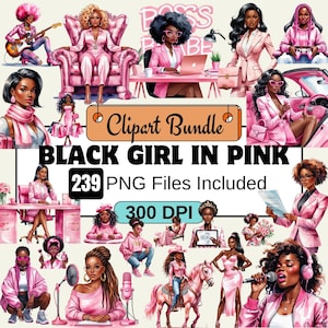 Ragazza nera in rosa clipart, ragazza nera alla moda png Immagini, pacchetto clipart ragazza nera, clipart ragazza afroamericana, ragazza nera glamour png