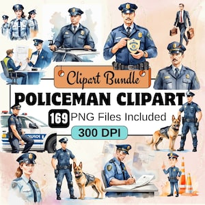 Policeman Clipart, Policeman Clipart PNG Bundle, 169 PNG Policeman Clipart Bundle, Instant Digital Download, Commercial Use