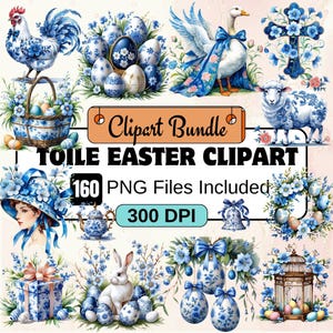 160 Toile Easter Clipart,Chinoiserie Easter PNG,Easter Toile de jouy clipart,Blue Easter PNG Bundle,Easter Farmhouse Neutral,Bunny,Sheep