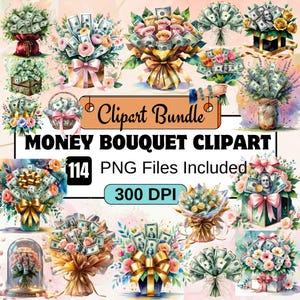 Clipart mazzo di soldi, immagini di denaro ad acquerello, mazzo di dollari png, pacchetto clipart di fiori di soldi, mazzo di valuta png, banconota a bande png, dollaro png