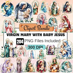 204 Imágenes prediseñadas de la Virgen María con el Niño Jesús, paquete de imágenes prediseñadas de Jesús PNG, Madre María PNG, imprimible católico, santa madre PNG, religión cristiana, nativi