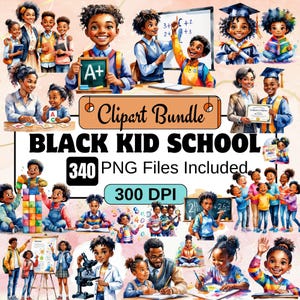 340 schwarze Kinder Schule Clipart, schwarze Kinder PNG Bündel, schwarzer Lehrer, schwarze Mädchen, schwarze Jungen, schwarze Kinder Clipart, afroamerikanische Kinder, zurück zur Schule