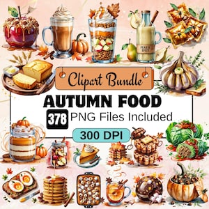 379 Autumn Food Clipart,Autumn Home,Watercolor fall food Clipart PNG Bundle,Fall food images,Autumn desserts,Fall desserts,pumpkin spice png