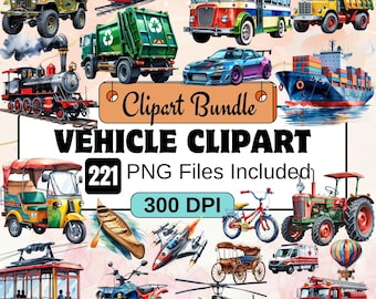 Vehicle Clipart,Transportation PNG Clipart bundle,Public Transportation PNG,Nursery Clipart,Kids learning transport PNG,Construction vehicle