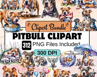 Pitbull Dog Clipart,Watercolor Pitball Puppies Clipart PNG Bundle,American Pitbull Dog Images, Pitbull dog png,watercolor pitbull Dog png