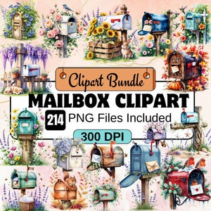 Mailbox Clipart,watercolor Mailbox Images,Charming Postage,Mail Floral Graphics,rustic postbox png, flower mailbox png,London mailbox png