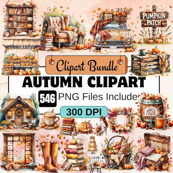 Autumn clipart,Watercolor fall Clipart PNG Bundle,Cozy Fall,Autumn Fall PNG Graphic,Autumn graphic fall illustration,Countryside,Autumn Girl