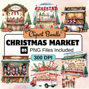 Kerstmarkt clipart, kerst clipart png bundel, 85 png kerstmarkt clipart bundel, instant digitale download, commercieel gebruik