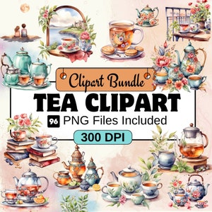 Puede incluir: Un paquete de clipart de acuarela de tazas de té, teteras y arreglos florales. El clipart es perfecto para crear invitaciones, tarjetas y otras manualidades de papel. El paquete incluye 96 archivos PNG a 300 DPI.