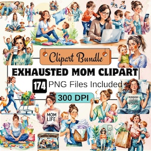 174 maman épuisée PNG Clipart, maman fatiguée clipart PNG Bundle, fête des mères, graphiques de maman drôle, maman stressée, être une maman png, mère fatiguée png