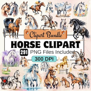 Horse Clipart, Animal Clipart PNG Bundle, 291 PNG Horse Clipart Bundle, Instant Digital Download, Commercial Use