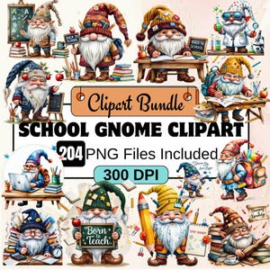 Escola Gnome Clipart,Back To School Clipart PNG Bundle,Graduation Student Gnome clipart,Teacher Gnome PNG graphics,back to school gnomo png