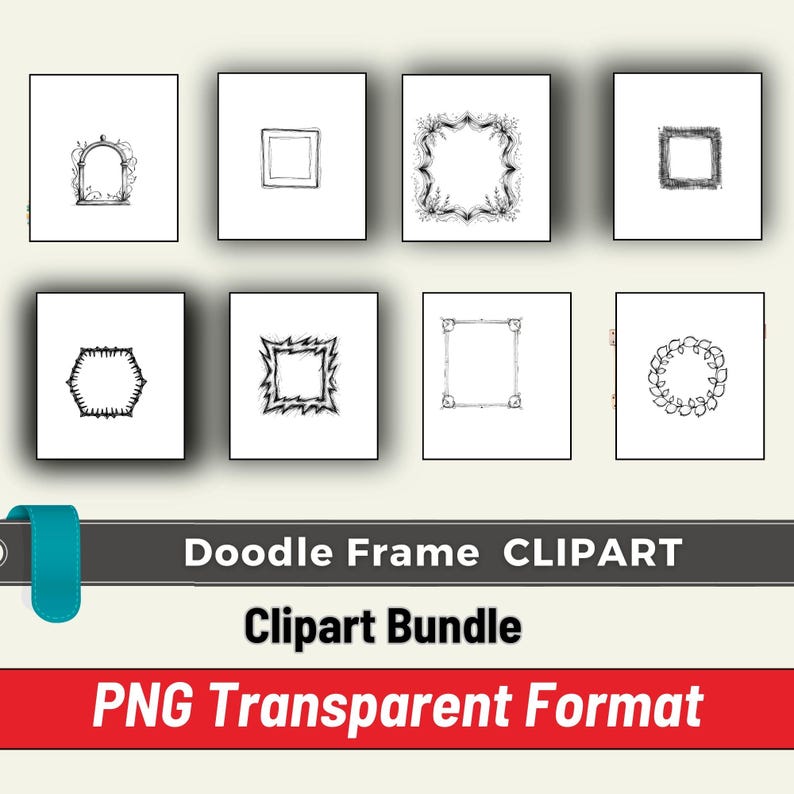 Doodle Frame Clipart,hand Drawn Border Frames,black White Line Art ...