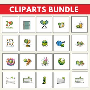 Sports Planner Clipart, Digital Planner Clipart, Printable Pickleball Stickers, Pickleball Team Clipart, Athletic Clipart, Pickleball Doodle Clipart, Sports Designsclipart bundle, sublimation design,