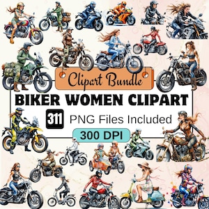 Cliparty dla kobiet motocyklistów, Pakiet clipartów motocyklistów PNG, Obrazy kobiet motocyklistów, Grafika motocyklowych przygód, Dziewczyny motocyklistów, cliparty motocyklistów, grafiki motocyklistów,