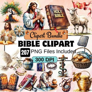 207 Bibel Clipart, Bibelgeschichte Png Clipart Bündel, christliches PNG, religiöse digitale Kunst, auf Glauben basierende Illustrationen Biblische Figuren Clipart