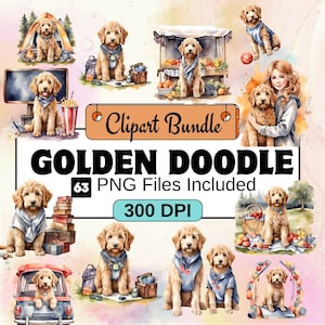 Goldendoodle clipart clipart, chien clipart PNG Bundle, 63 PNG Goldendoodle clipart Bundle, téléchargement numérique instantané, usage Commercial