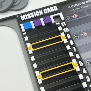 Tablero de cartas de misión del juego de mesa Mistborn con marcadores de bonificación (no oficial)