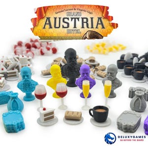 Grand Austria Hotel Upgrade Kit Deluxe Tokens and Components Wine Cake Emperor Strudel Champagne Money Track Accessories Gran Hotel Austria