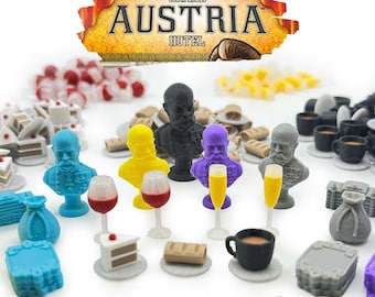 Grand Austria Hotel Upgrade Kit Deluxe Tokens and Components Wine Cake Emperor Strudel Champagne Money Track Accessories Gran Hotel Austria